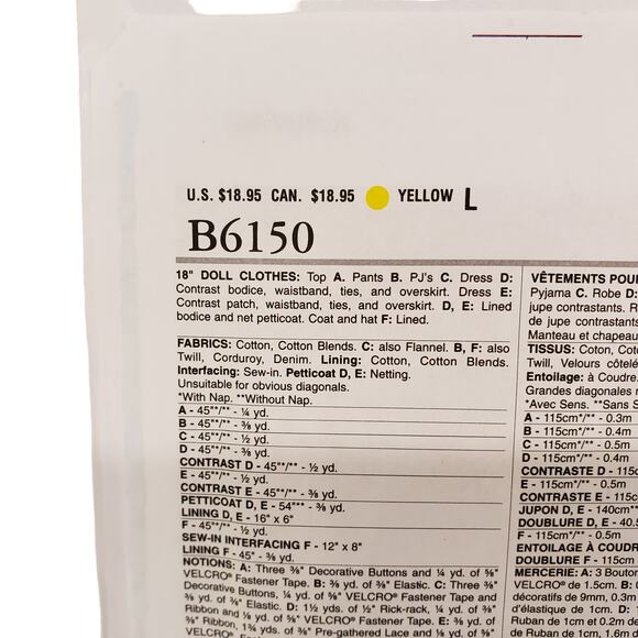 Butterick 18 Doll Clothes Sewing Pattern B6150 Retro 50s Doll Clothes UNCUT - Picture 4 of 6